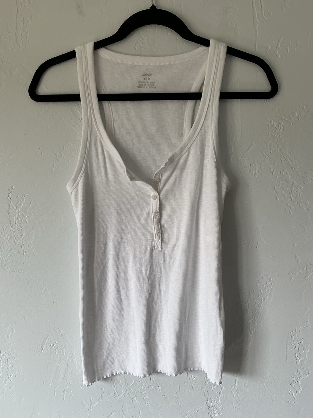 NWT aerie White Ribbed Henley Tank Top
